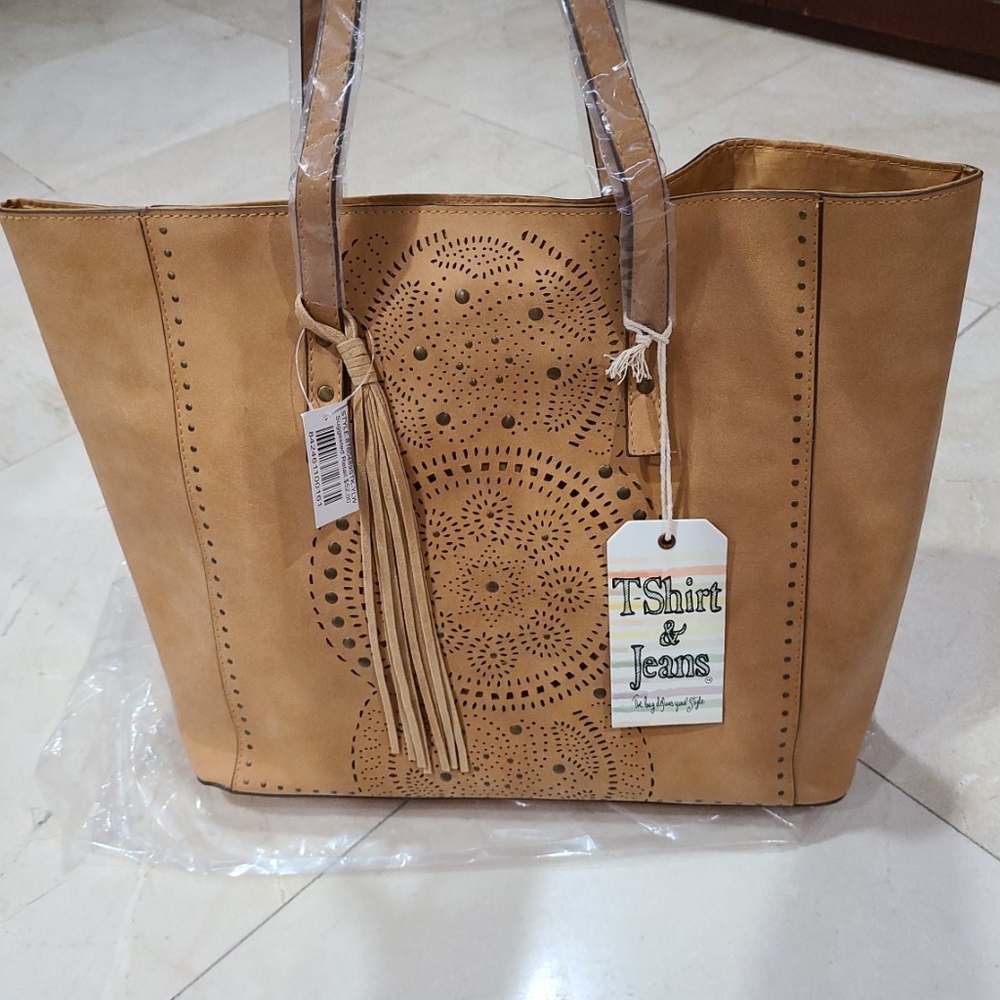 T-shirt & Jeans Tote, camel/tan color, NWT